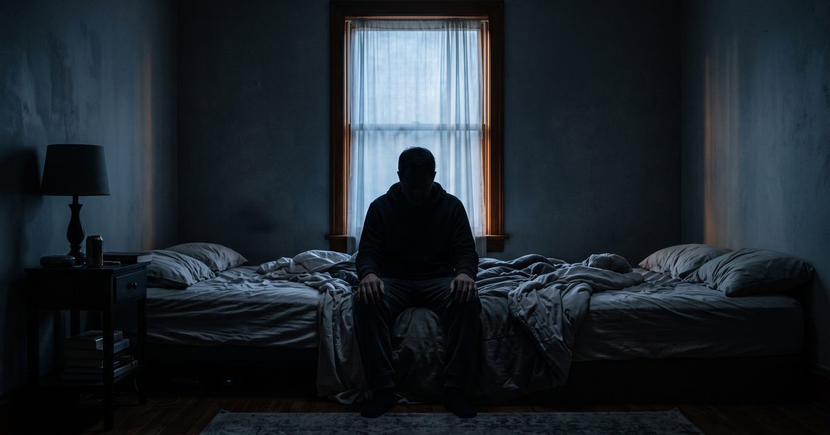 Silhouette of person sitting on bed in dim light — kratom withdrawal and recovery