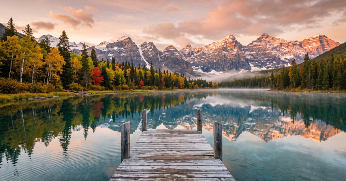 Canadian mountain landscape reflected in a still lake at sunrise: find AA and NA recovery meetings across every province in Canada